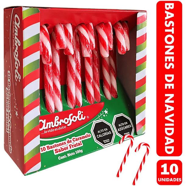  BASTÓN NAVIDAD AMBROSOLI X 10 UN 