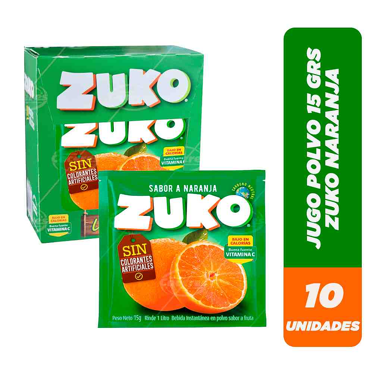 Jugo en polvo Zuko Naranja 10 un 1