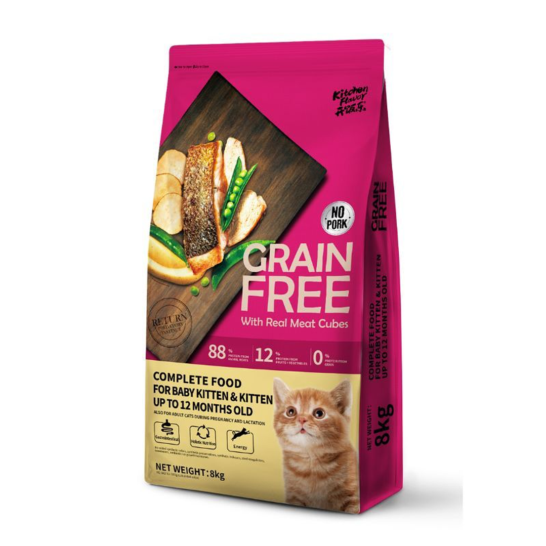 Kitchen Flavor Grain Free Baby Kitten Salmón – Sin cereales con trozos reales de salmón 1