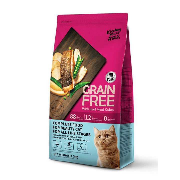 KitchenFlavor Grain Free Beauty Alimento completo sin cereales para gatos de todas las edades 2