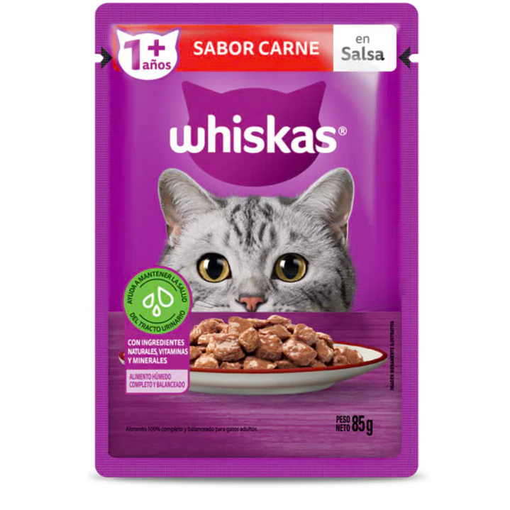 Whiskas Carne en Salsa 85 g Sobre para Gatos 1