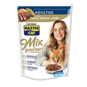 Master Cat Salmón, Carne y Pollo Alimento Húmedo para Gatos