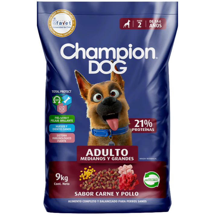 Champion Dog Adulto Carne y cereales para perros sanos 1