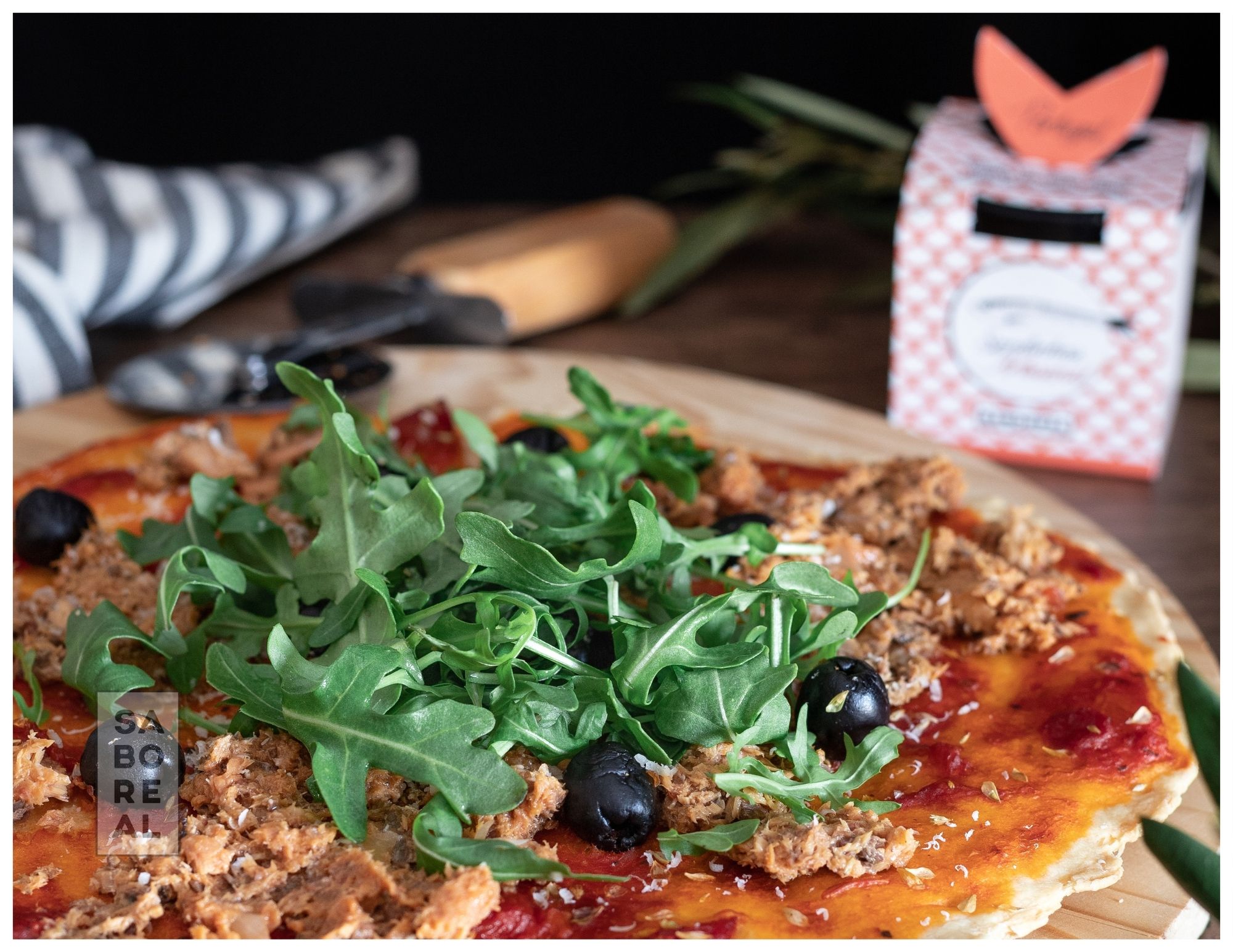 Pizza with Sardines and Arugula