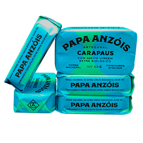 Pack of 5 tins Horse Mackerel with Organic Extra Virgin Olive Oil (Papa Anzóis)