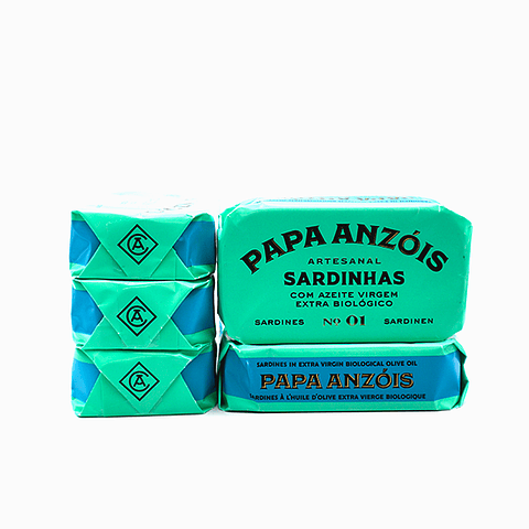 Paquet de 5 sardines Papa Anzóis en conserve à l'huile d'olive extra vierge BIO ( Papa Anzóis)