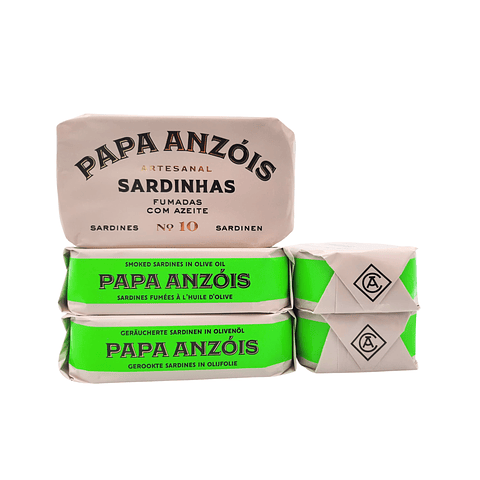 Pack of 5 cans Smoked Sardines with Virgin Olive Oil (Papa Anzóis)