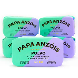 Pack of 5 cans Octopus in Organic Extra Virgin Olive Oil (Papa Anzóis)