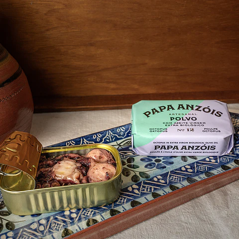 Pack of 5 cans Octopus in Organic Extra Virgin Olive Oil (Papa Anzóis)