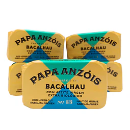 Pack de 5 Conservas de Cachaço de Bacalhau com Azeite Virgem Extra BIO (Papa Anzóis)