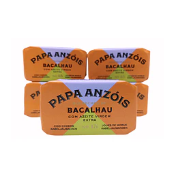 Pack de 5 Conservas de Bochechas de Bacalhau com Azeite Virgem Extra (Papa Anzóis) 