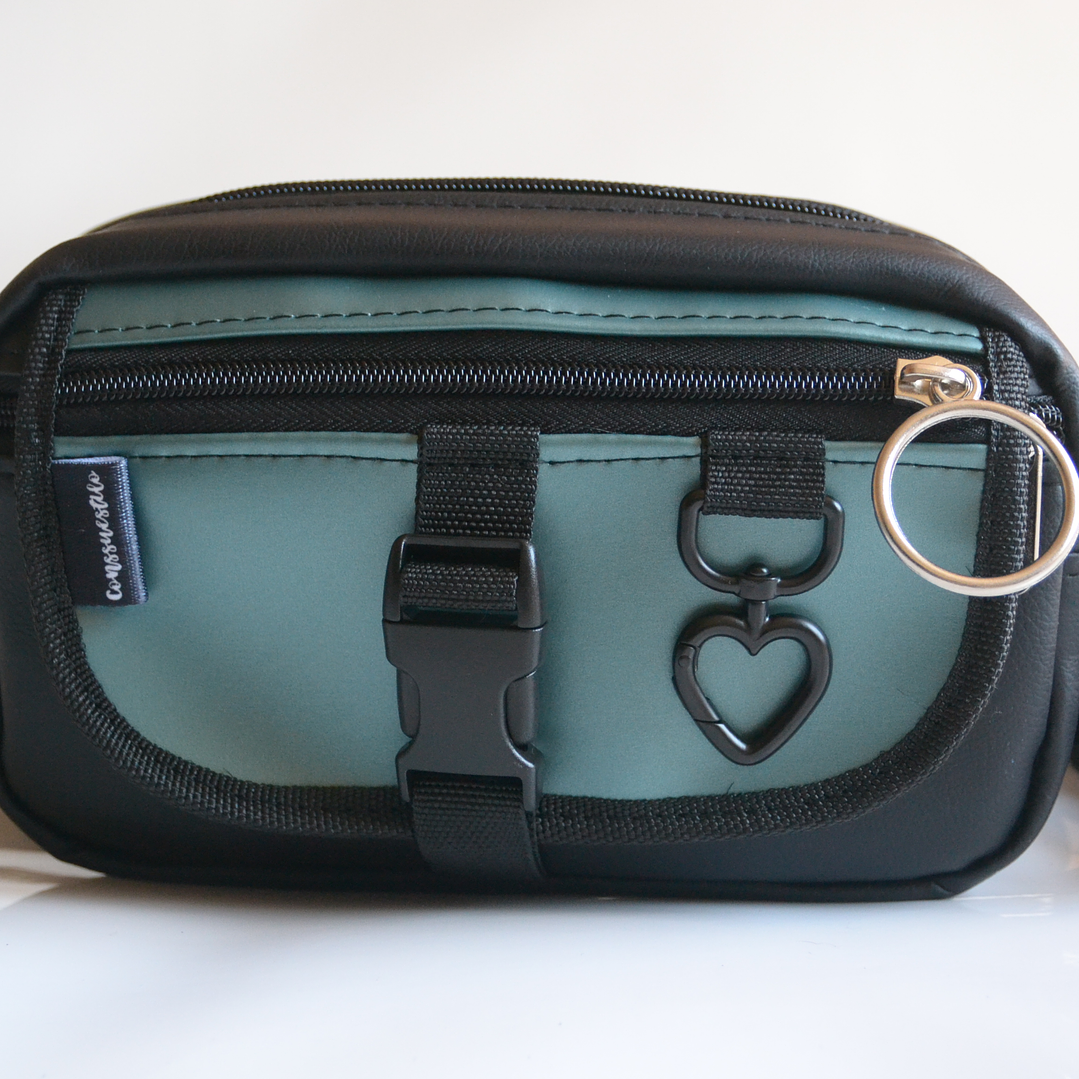 Full función cuerina negra + verde metalizado 3