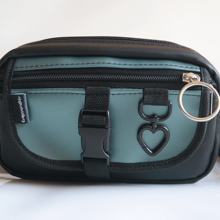 Full función cuerina negra + verde metalizado 3