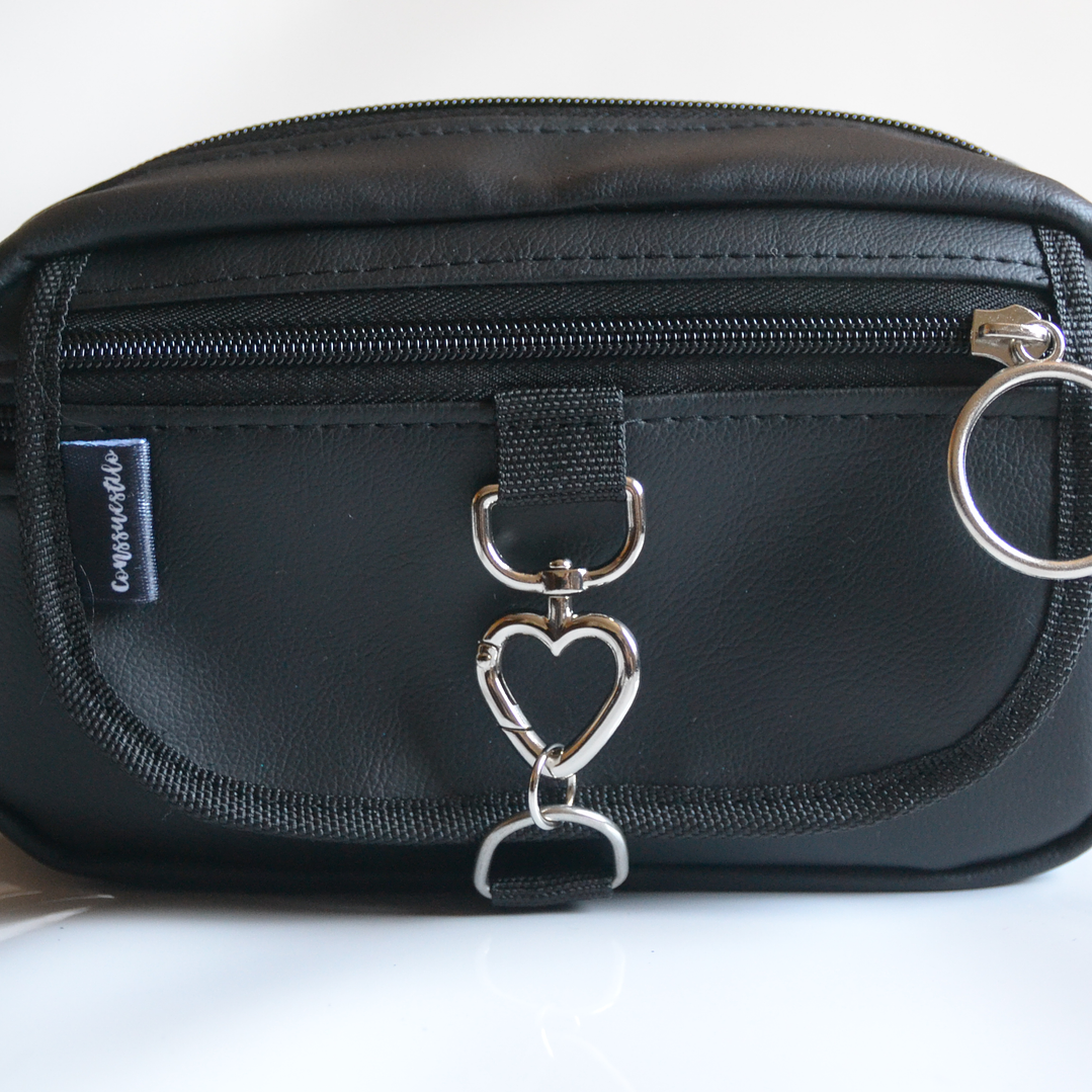 Full función cuerina negra corazón plateado 1