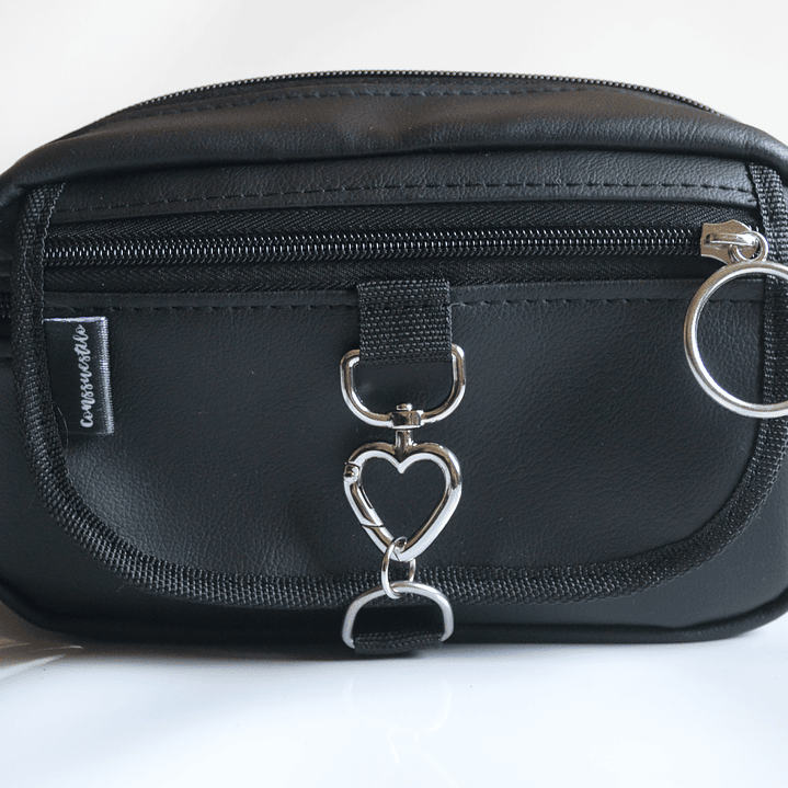 Full función cuerina negra corazón plateado 1