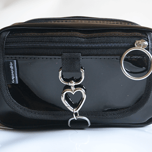 Full función charol negro corazón plateado