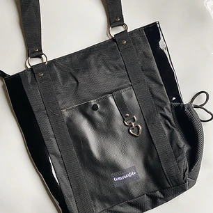 Totebag cuerina + charol 🖤