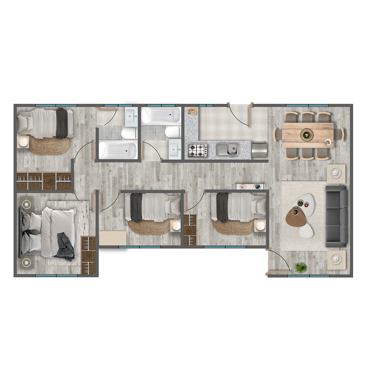 Cabaña doble H. valor mt2 2