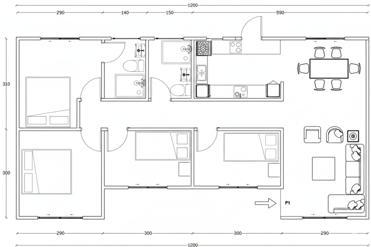 Cabaña doble H. valor mt2 3