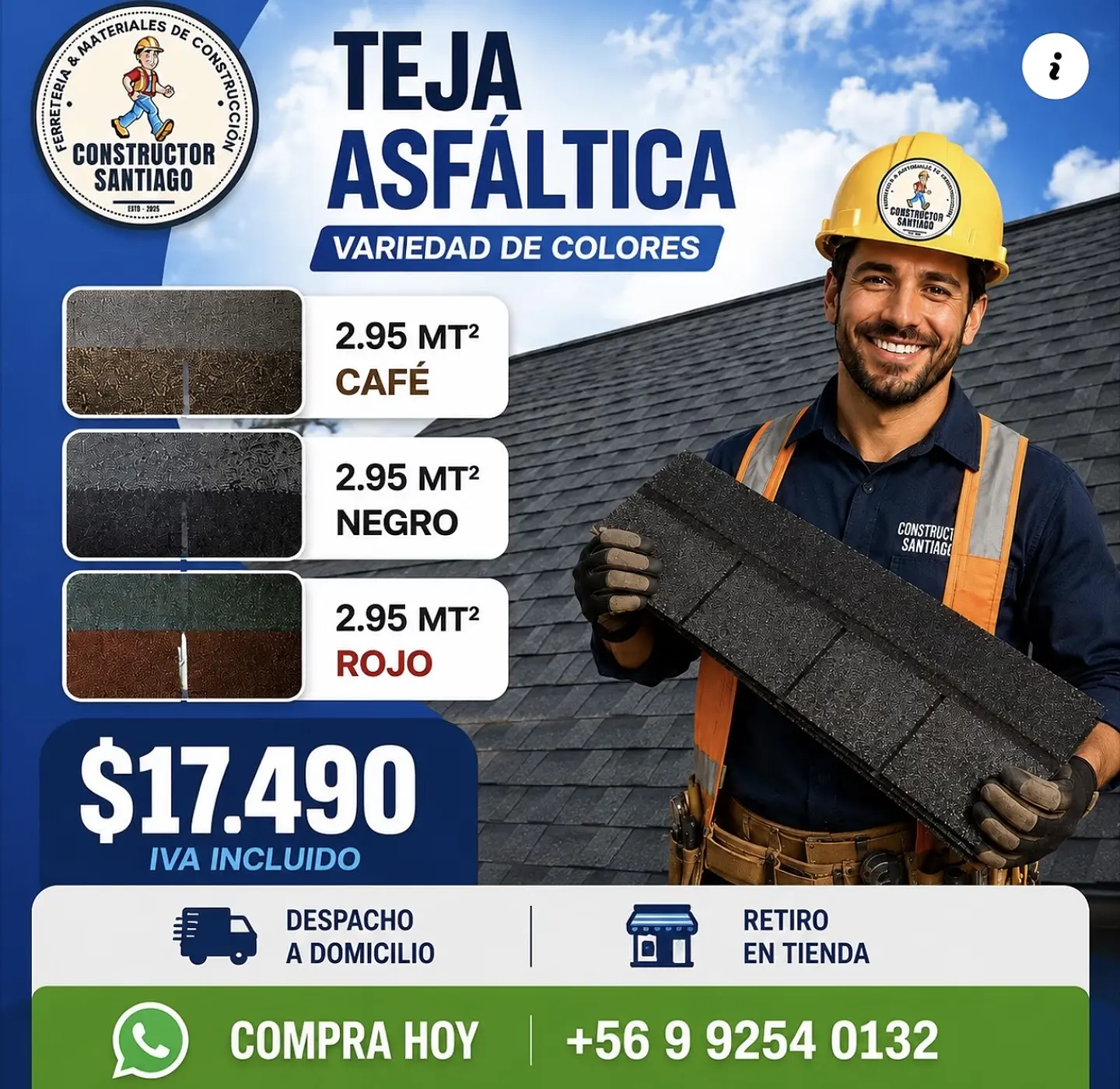 Teja asfaltica 2.95 mt2 1
