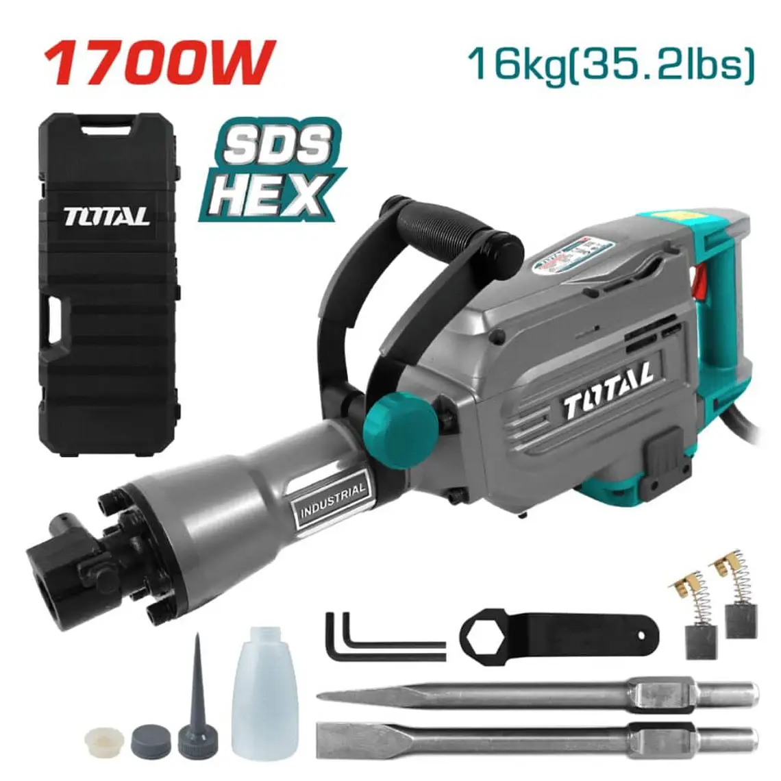 Martillo Demoledor Total 1700W 45J Hex 1.3/16