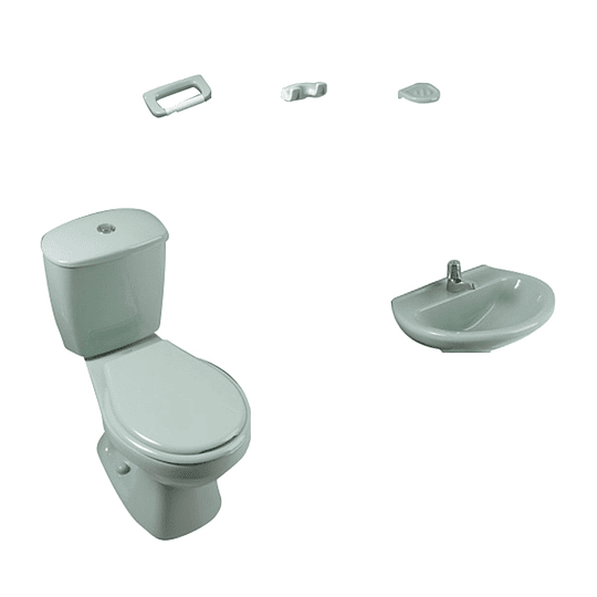 Combo laguna 4.8 verde claro con lavamanos sin pedestal con asiento - Corona