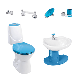 Combo happy II 4.8 con lavamanos de semipedestal azul marino - Corona
