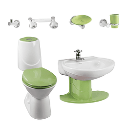 Combo happy II 4.8 con lavamanos de semipedestal verde - Corona