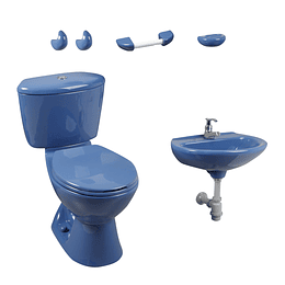 Combo manantial 4.8 azul con lavamanos de pedestal - Corona