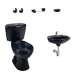 Combo manantial 4.8 azul oscuro con lavamanos de pedestal - Corona