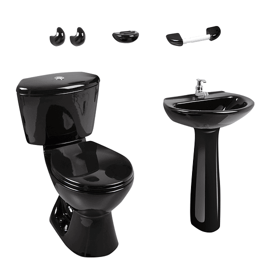 Combo manantial 4.8 negro con lavamanos de pedestal - Corona