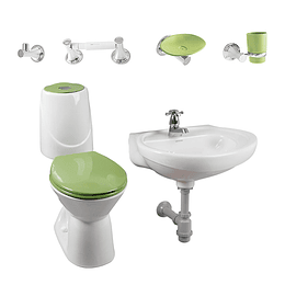 Combo happy home 4.8 verde con lavamanos de semipedestal - Corona