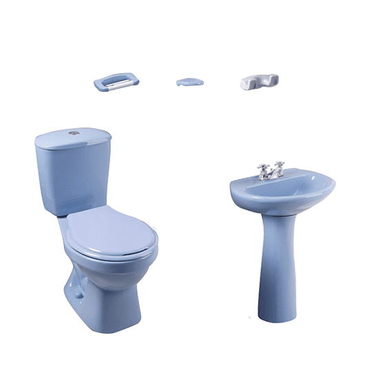 Combo laguna 4.8 balta azul cielo con lavamanos de pedestal con asiento - Corona