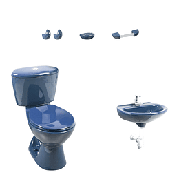 Combo manantial 4.8 azul con lavamanos sin pedestal - Corona