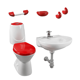 Combo happy II 4.8 rojo con lavamanos de colgar - Corona