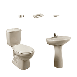 Combo laguna 4.8 bone con lavamanos de pedestal con asiento - Corona