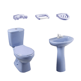Combo laguna 4.8 azul cielo con lavamanos de pedestal con asiento - Corona