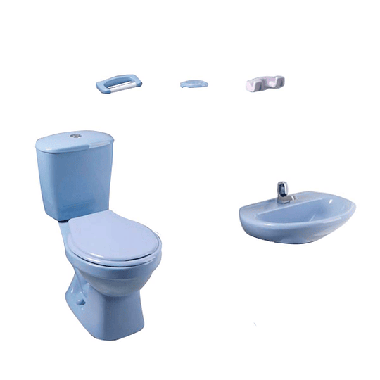 Combo laguna 4.8 azul cielo con lavamanos sin pedestal con asiento - Corona