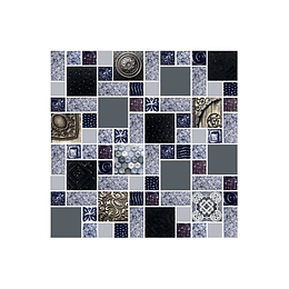 Mosaico valquiria negro cara única - ﻿30x30 cm - unidad - Corona