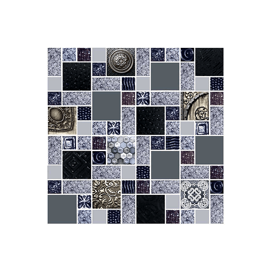 Mosaico valquiria negro cara única - ﻿30x30 cm - unidad - Corona