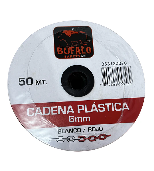 Cadena Plástica 6mm Carrete 50 Mts Blanca y Roja | Seguridad Industrial | Servicio DI