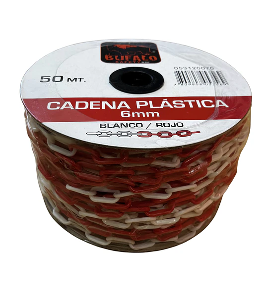 Cadena Plástica 6mm Carrete 50 Mts Blanca y Roja | Seguridad Industrial | Servicio DI