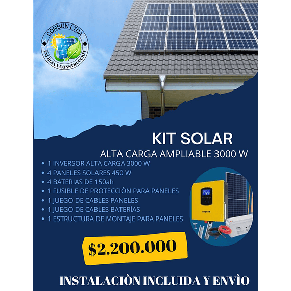 Kit Solar 2400w 4 Paneles Fotovoltaicos Inversor Baterías