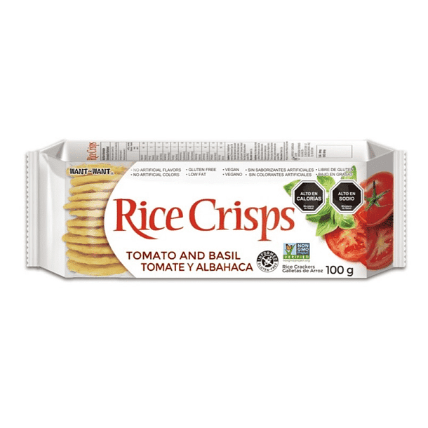 Galleta de arroz con Tomate y albahaca 100 grs.  