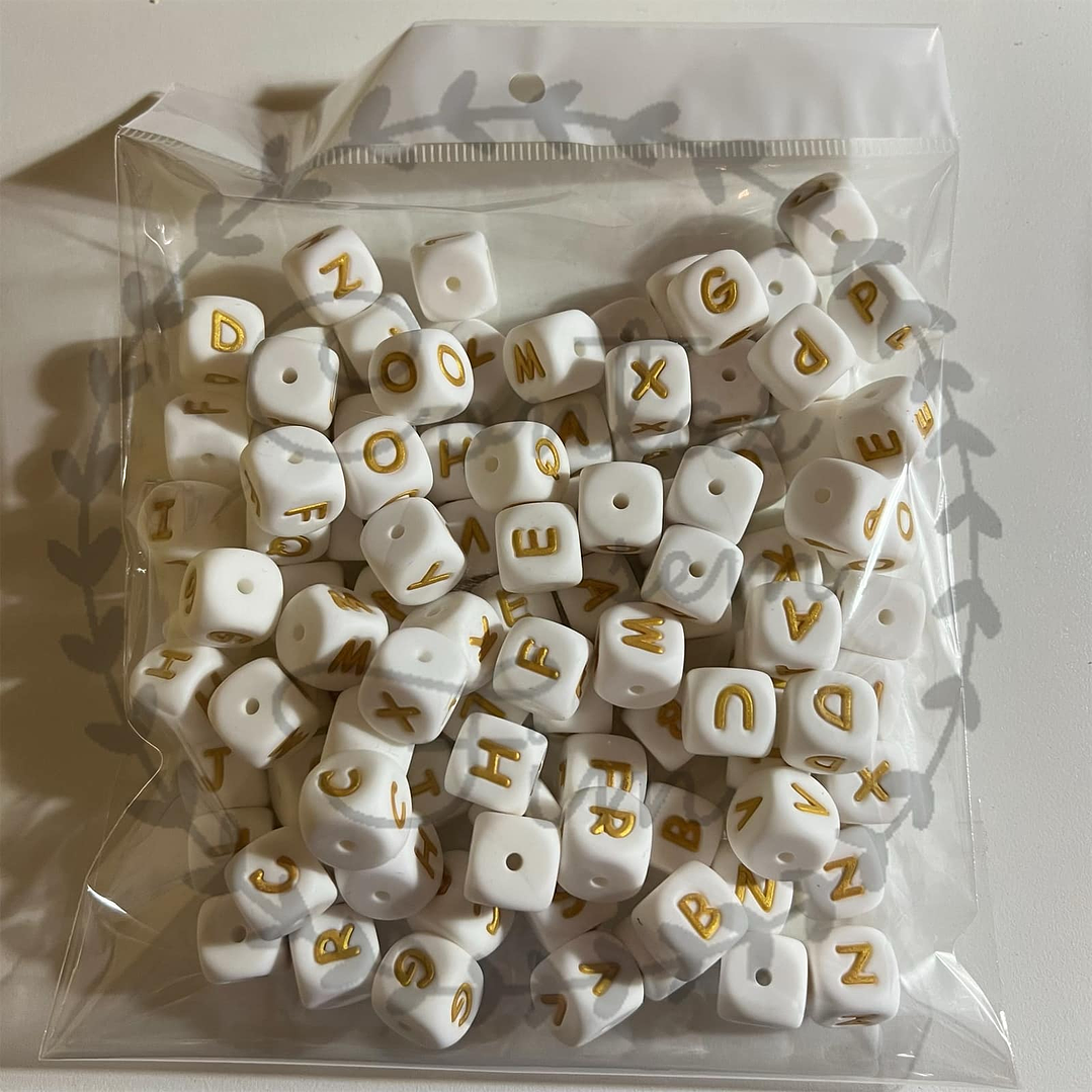 Letras de Silicone Douradas 12mm - 100 Mix  1