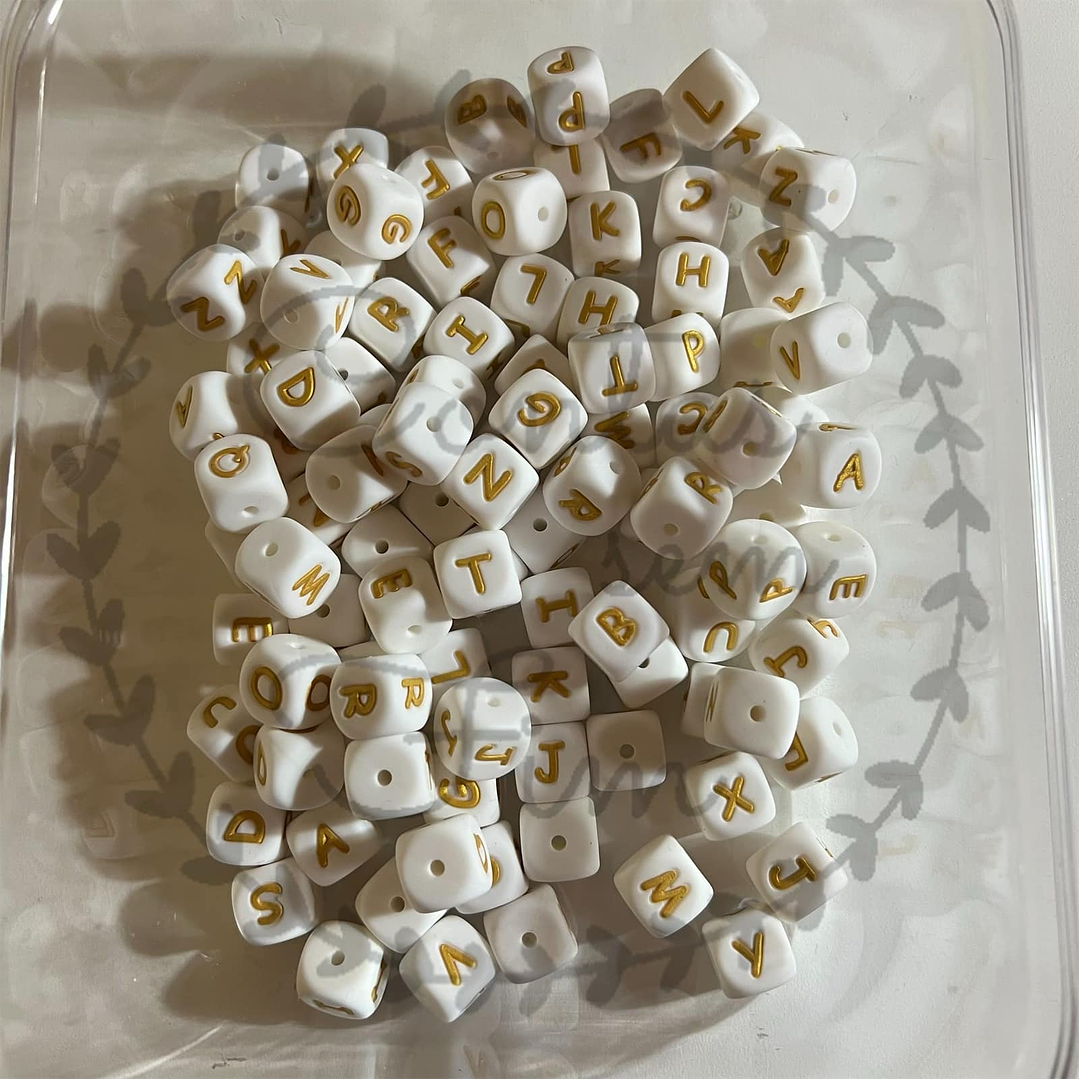 Letras de Silicone Douradas 12mm - 100 Mix  2