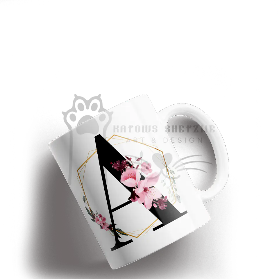 Inicial Floral -  Caneca Personalizada 1