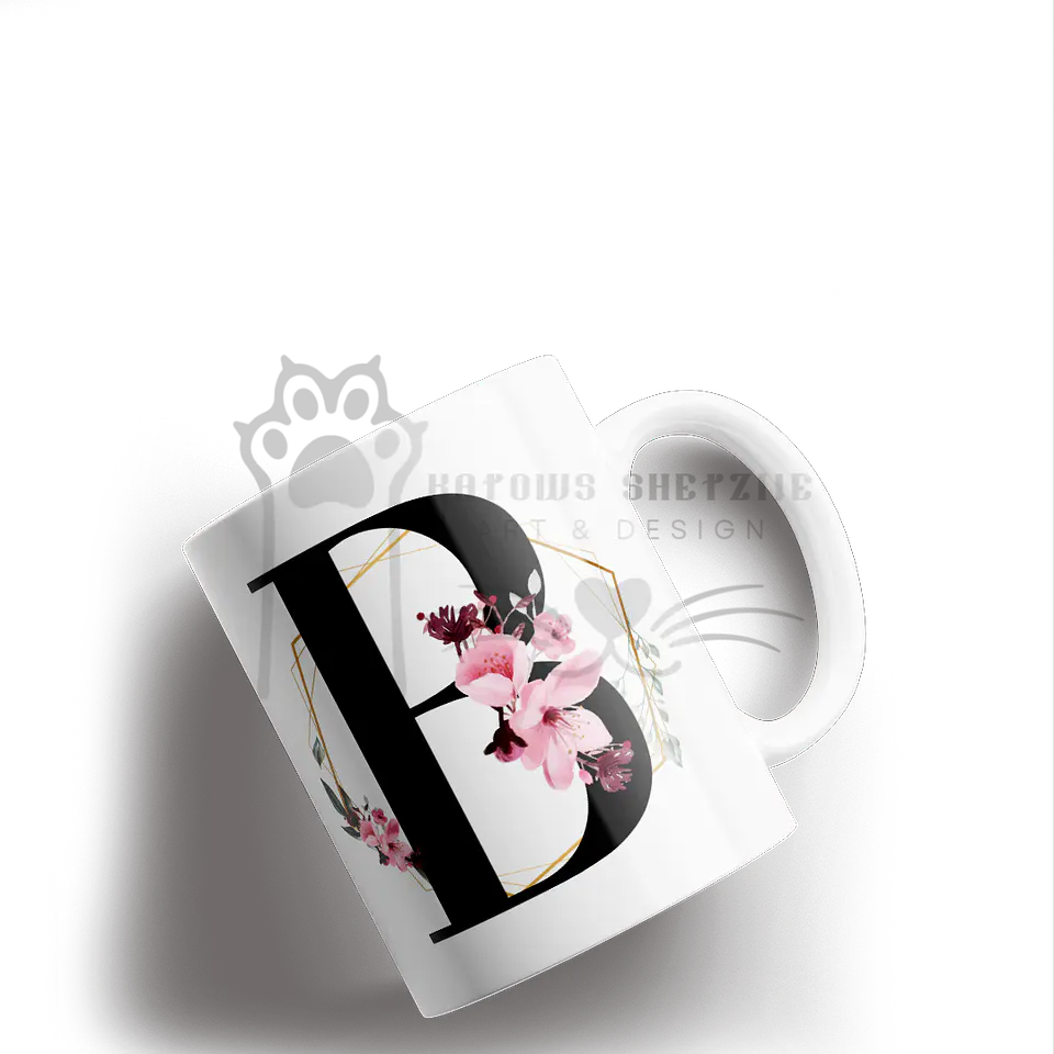 Inicial Floral -  Caneca Personalizada 2