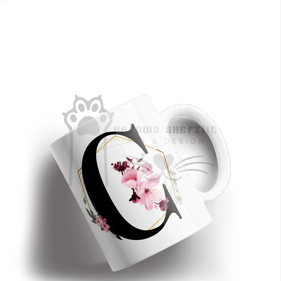 Inicial Floral -  Caneca Personalizada 3