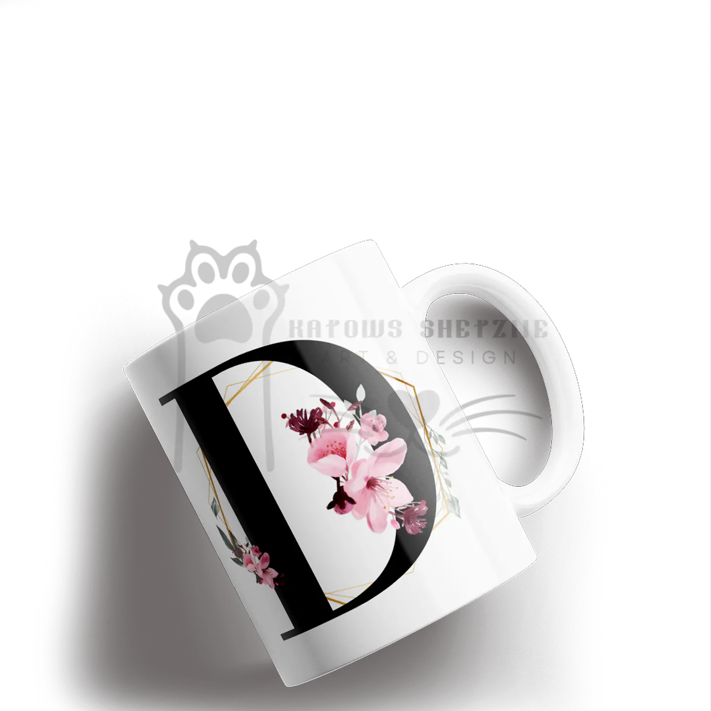 Inicial Floral -  Caneca Personalizada 4